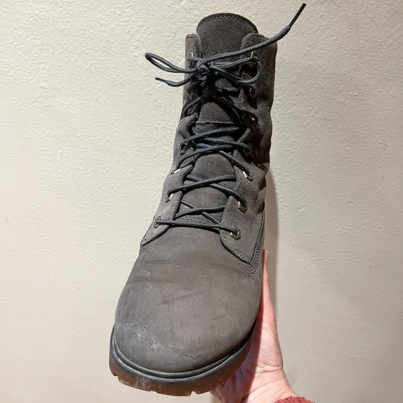 Grey Waterproof Fold-Down Boots - Leather - Timberland - Size 9 Women’s - Picture 4 of 12